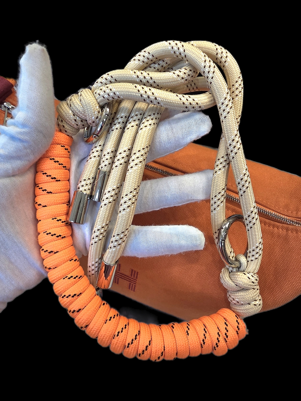 Orange Canvas Cosmetic Pouch with Rope Strap - Picture 10 of 14